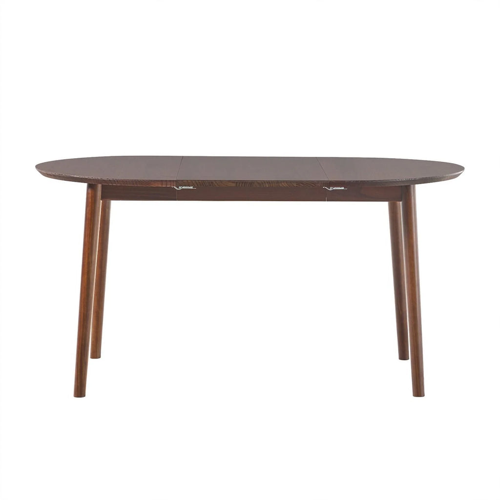 Oval Solid Wood Dining Table with Removable Leaf in Walnut E6119