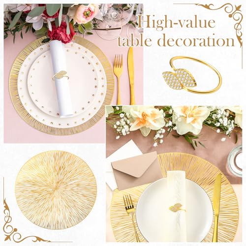 100 Set Gold 15 Inch Round Placemats and Napkin Rings L522
