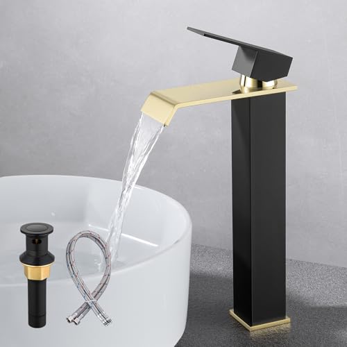 Black and Gold Single-Handle Bathroom Sink Faucet I45847