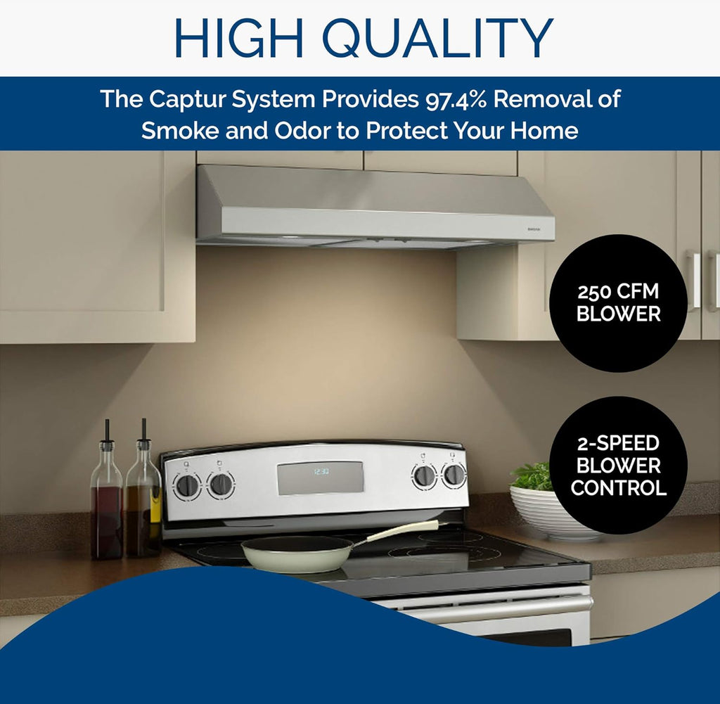 Stainless Steel 24-inch Under Cabinet Range Hood with Light E435