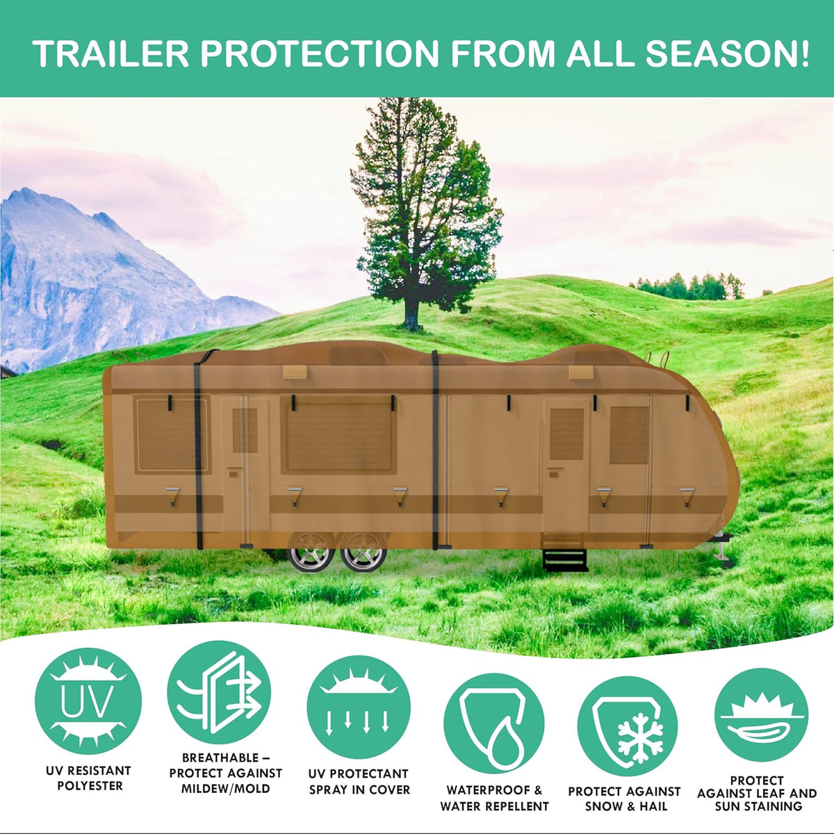 22'-24' RV Trailer Covers with Storage Bag D866