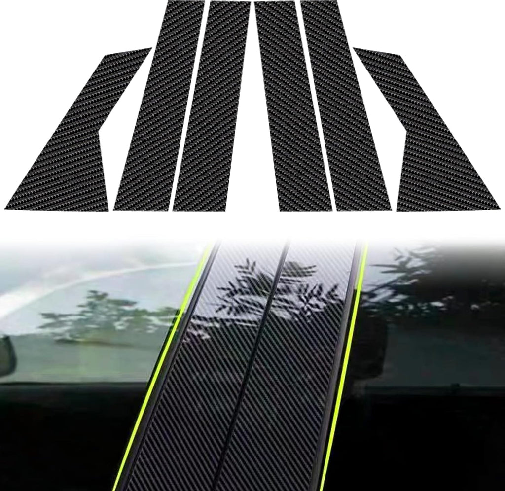 Carbon Fiber Texture Vinyl Car Window Moldings Pillar Post Trim Cover Kit Y79735