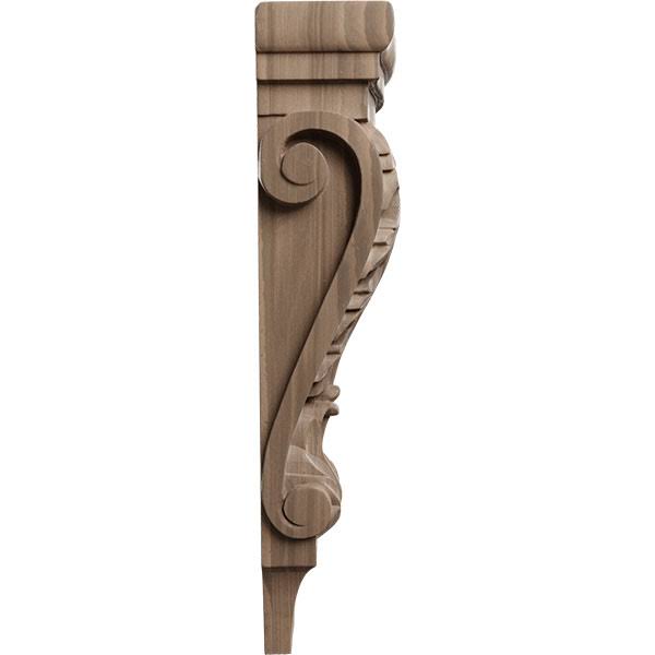 5 1/8 inchw x 3 3/8 inchd x 15 1/2 inchh Medium Acanthus Wood Corbel, Walnut S73589