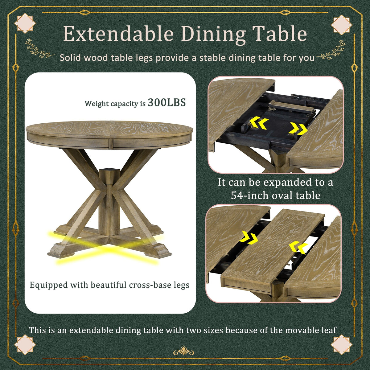 Extendable 5-Piece Dining Table Set with Upholstered Chairs X18508