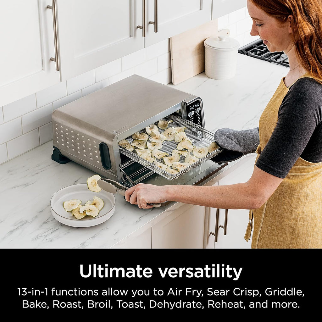 13-in-1 Air Fry Countertop Oven with Air Fry Basket, SearPlate, Wire Rack & Crumb Tray, Silver O57814