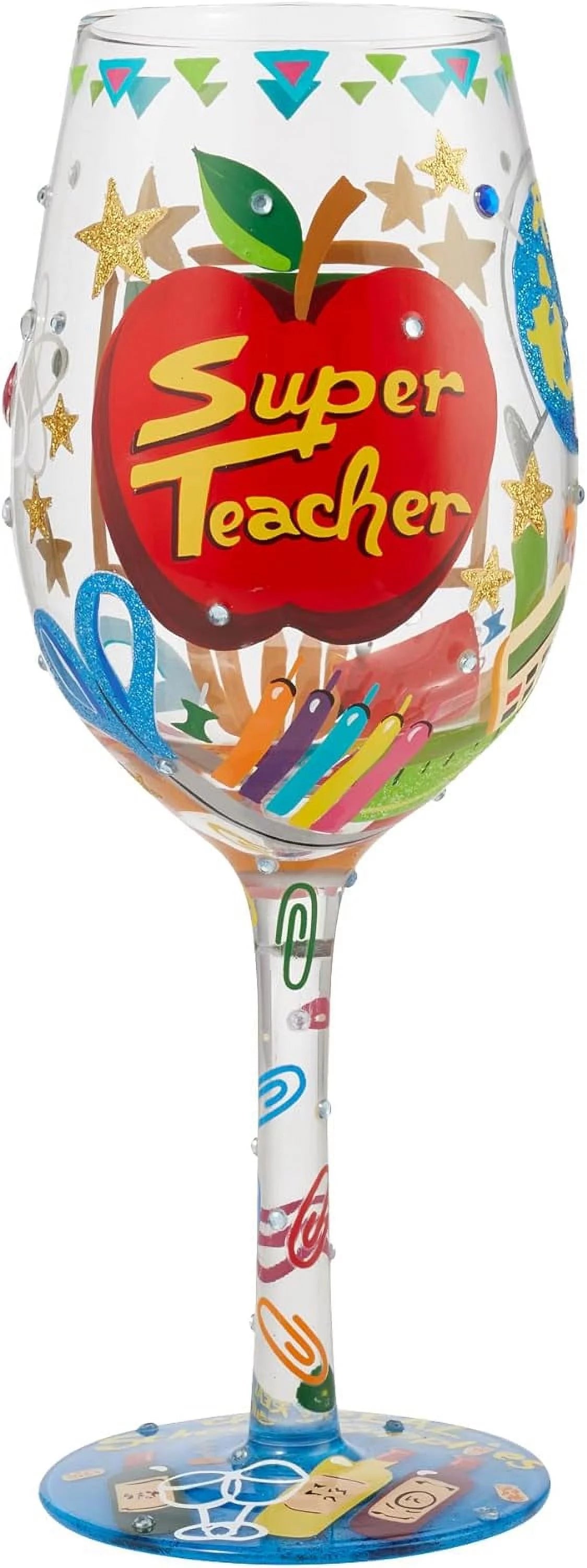 Hand-Painted Artisan Wine Glass 15 Ounce Multicolor T3617