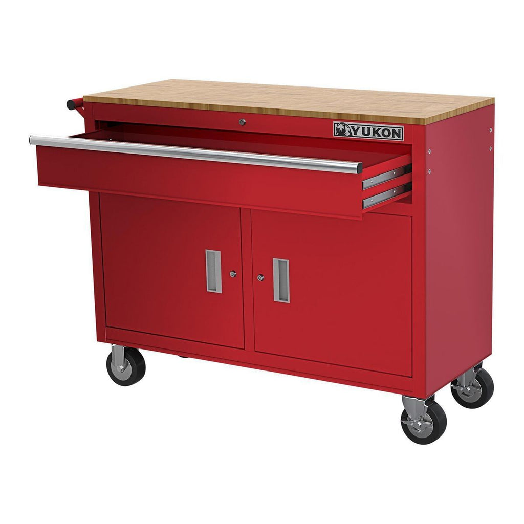 46 in. Mobile Workbench with Solid Wood Top T332