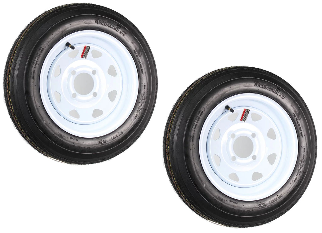 2-Pack Trailer Tire Rim 480-12 4.80-12 LRC 4Lug White Spoke Wheel Y78922