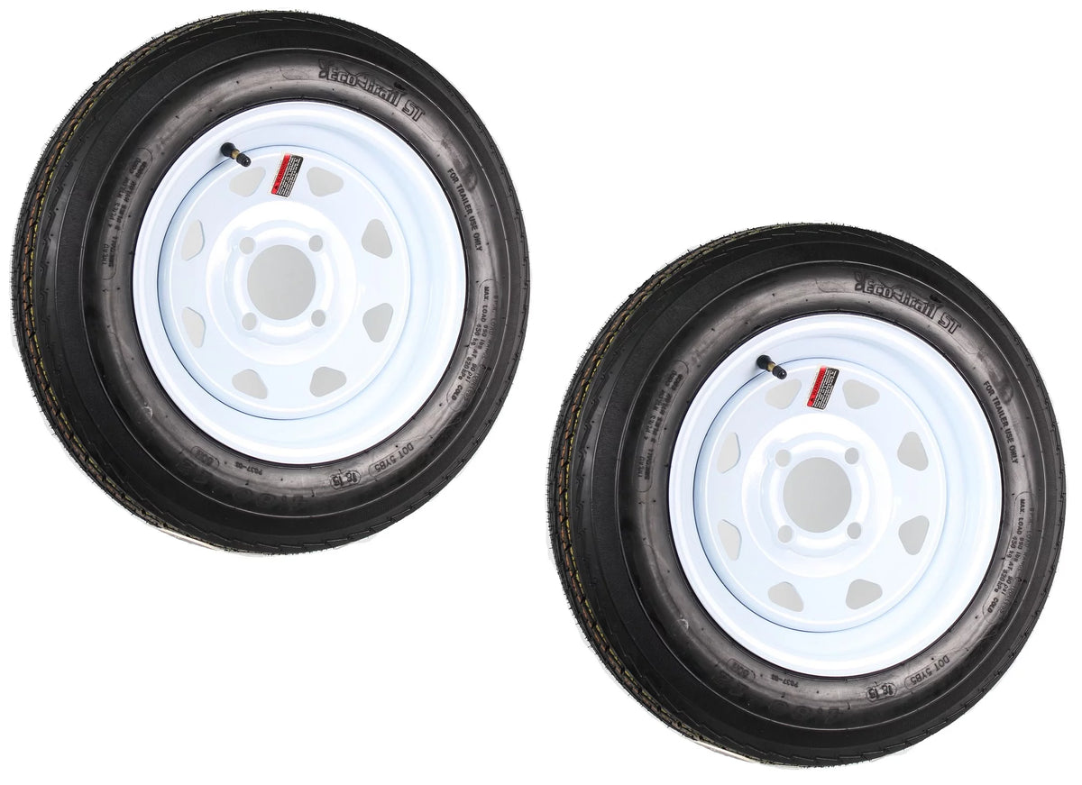 2-Pack Trailer Tire Rim 480-12 4.80-12 LRC 4Lug White Spoke Wheel Y78922