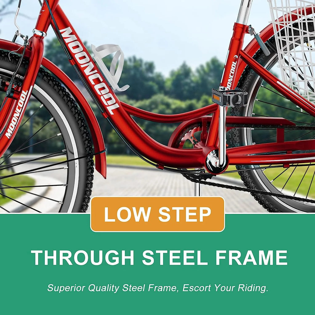 24 inch 7 Speed Adult Tricycle with Shopping Basket U194801
