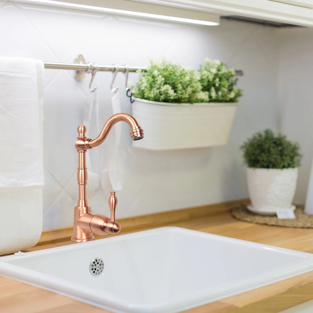 One-Handle Widespread Kitchen Bar Faucet Copper Finish M1912
