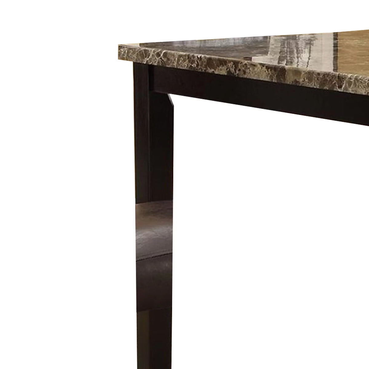 Wooden High Table Faux Marble Top Brown D768731