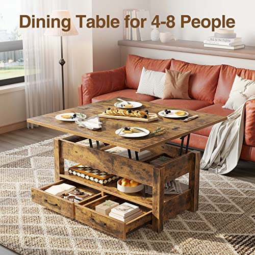 Lift Top Convertible Coffee Table with Drawers Black B1196