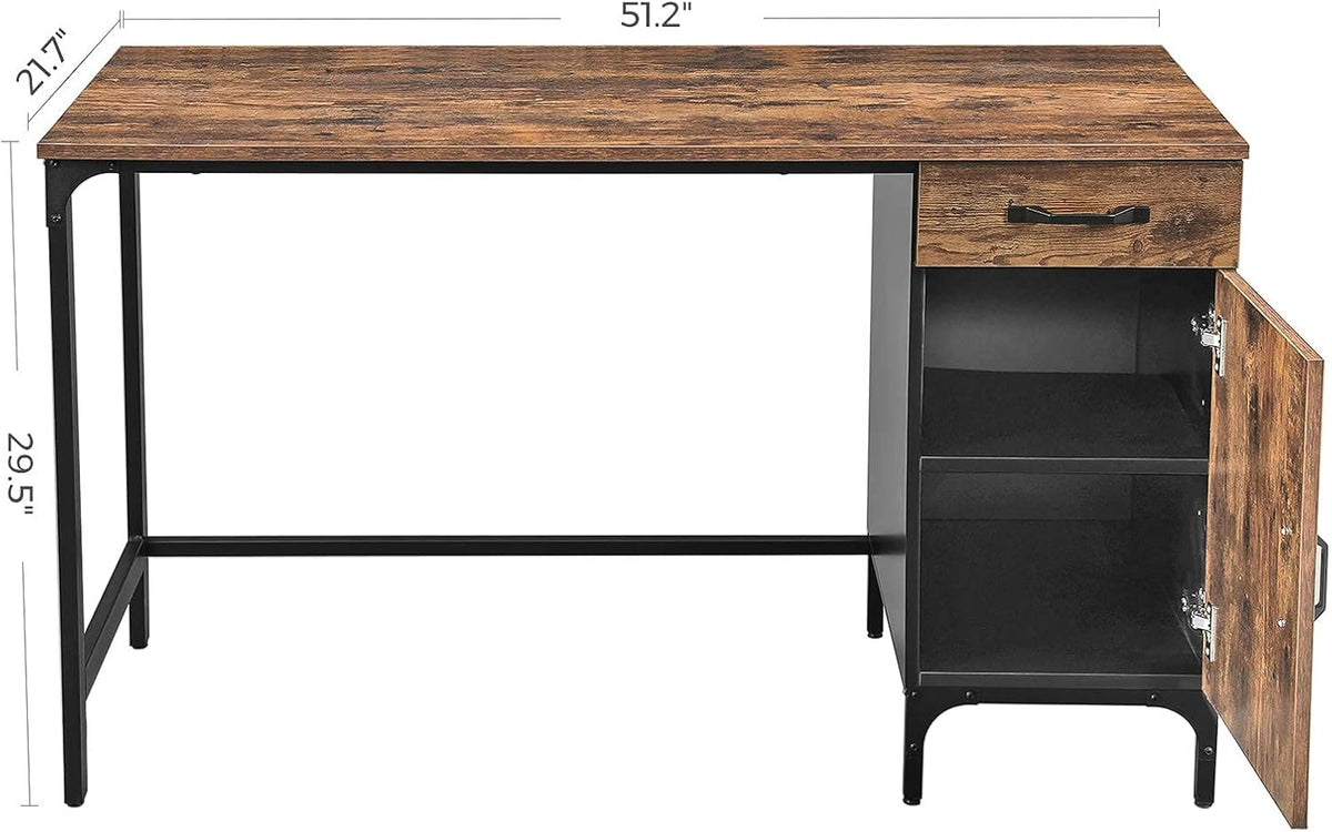 51 Inches Computer Desk with Drawer and Cabinet V68034