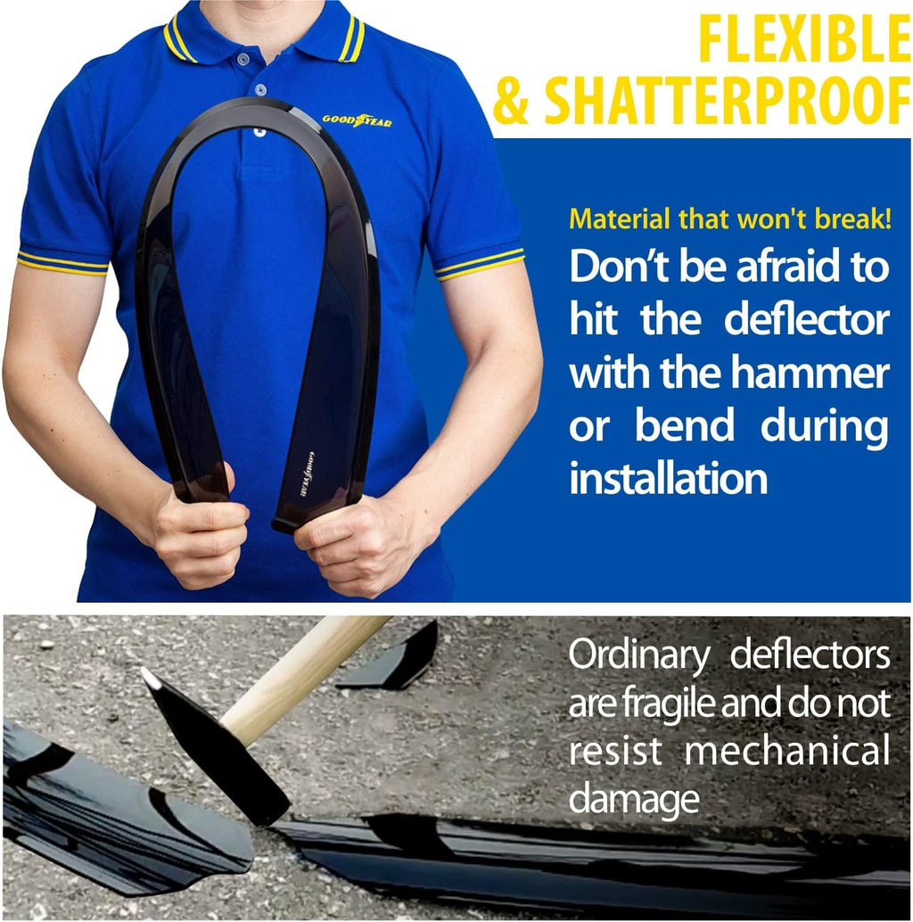 Shatterproof Window Deflectors Tape-on Rain Guards 4 pcs S56511