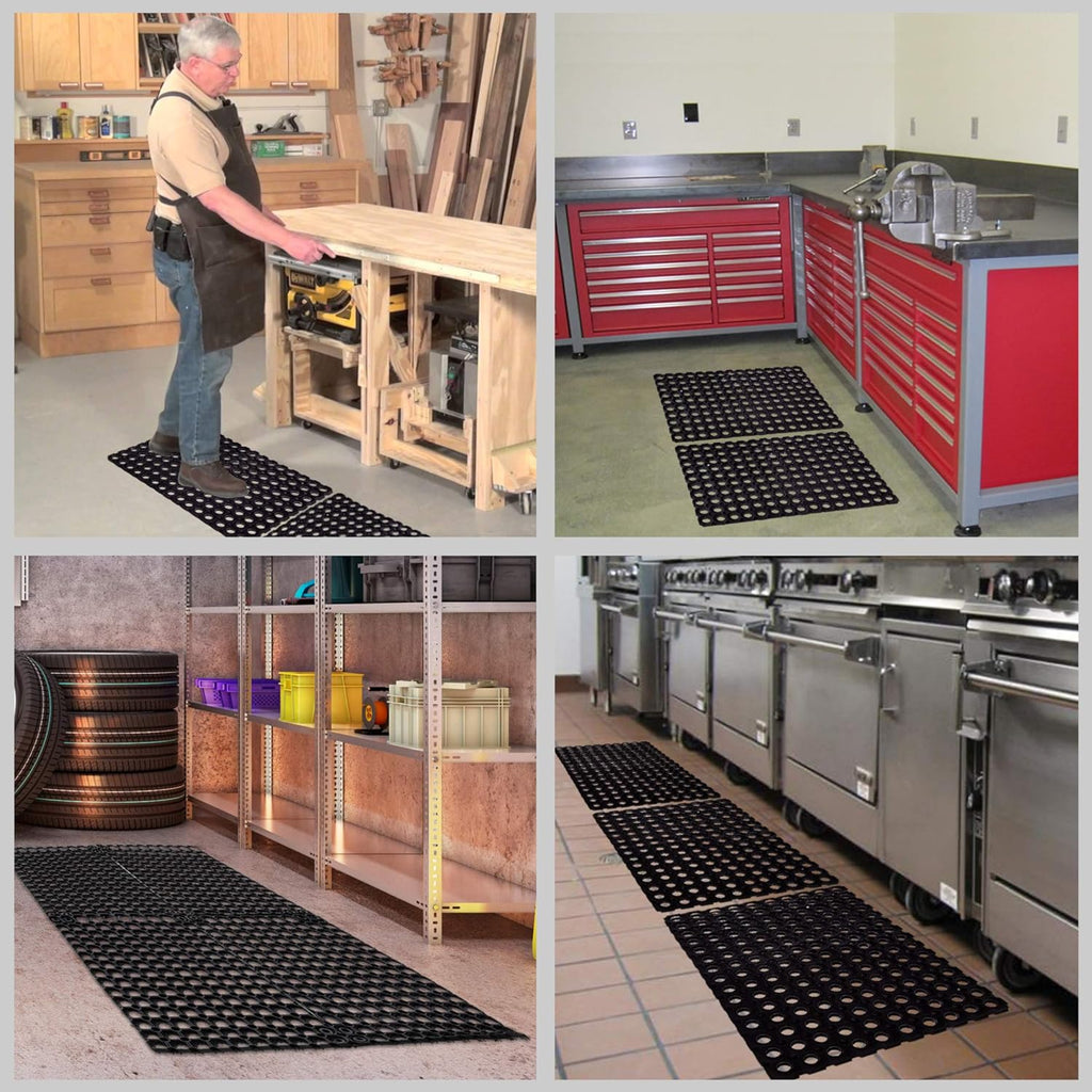 Interlocking Rubber Drainage Floor Mat 24 x 16 inches 12 Mats M3491