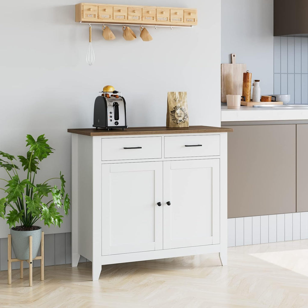 Ivory White Kitchen Storage Cabinet with Drawers and Doors X6916