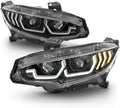For 2016-2020 Honda Civic Black LED Projector Headlights Assembly L950