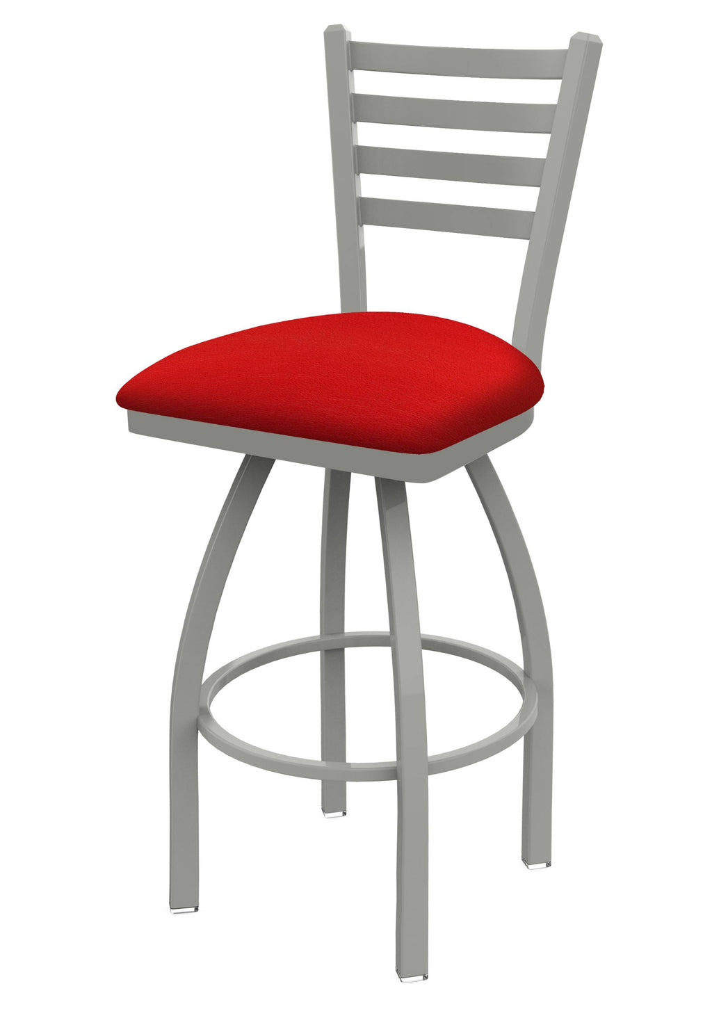 Swivel Bar Stool with Anodized Nickel Finish and Red Seat S3682