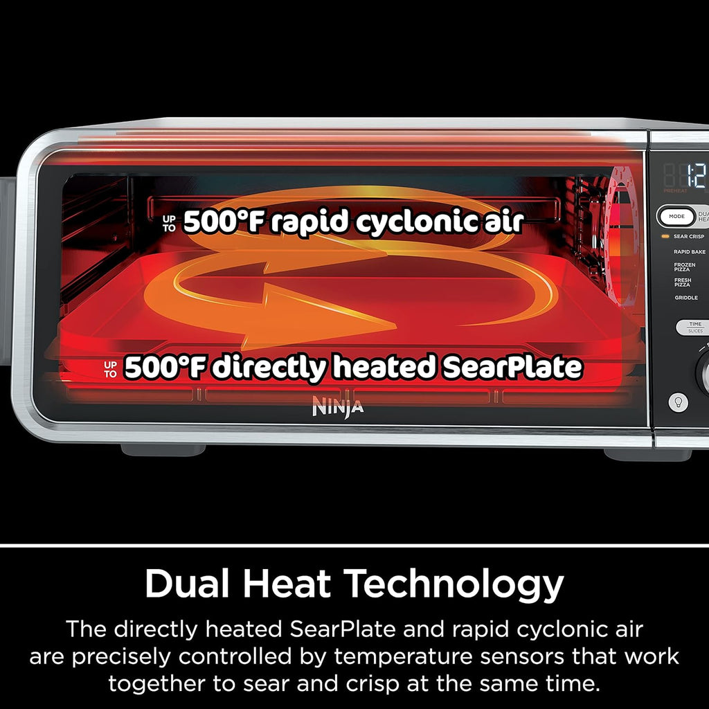 13-in-1 Air Fry Countertop Oven with Air Fry Basket, SearPlate, Wire Rack & Crumb Tray, Silver O57814