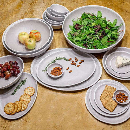 1.5 qt. Glazed Grey Melamine Bowl with White Trim Z154586