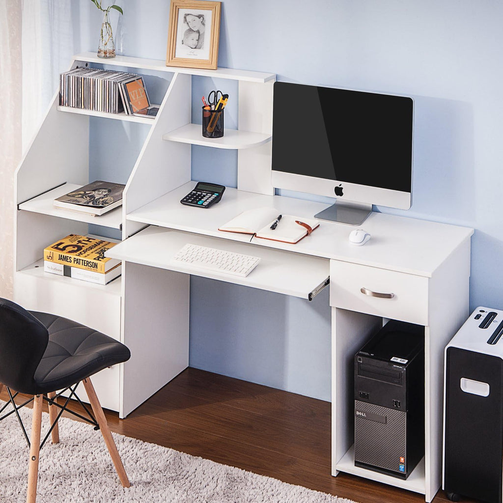 Computer Desk with Cabinet and Keyboard Tray Q417357