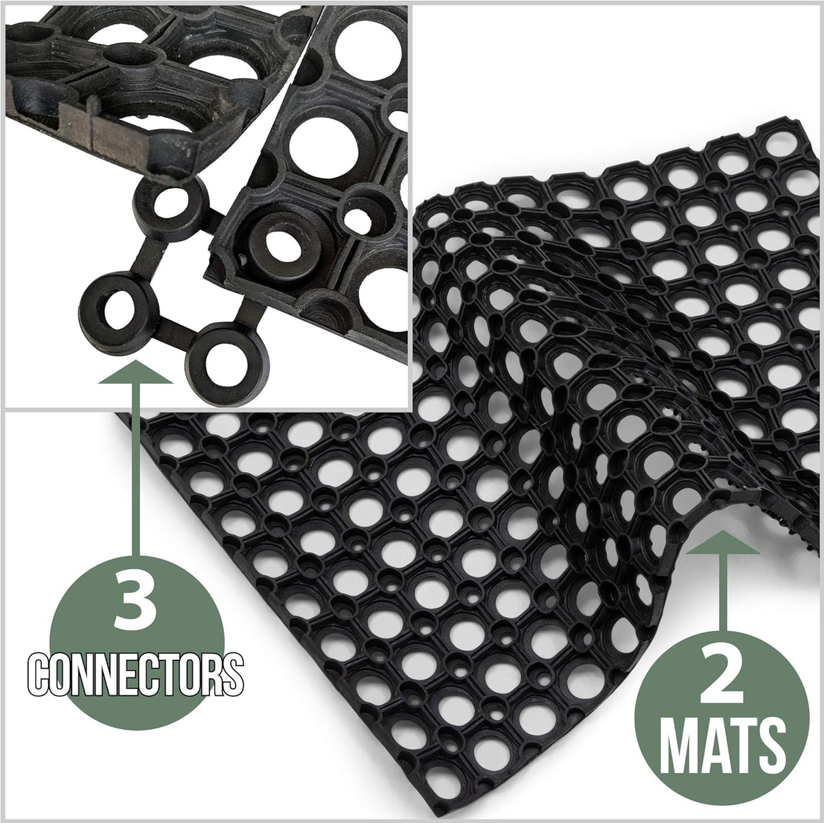 Interlocking Rubber Drainage Floor Mat 24 x 16 inches 12 Mats M3491
