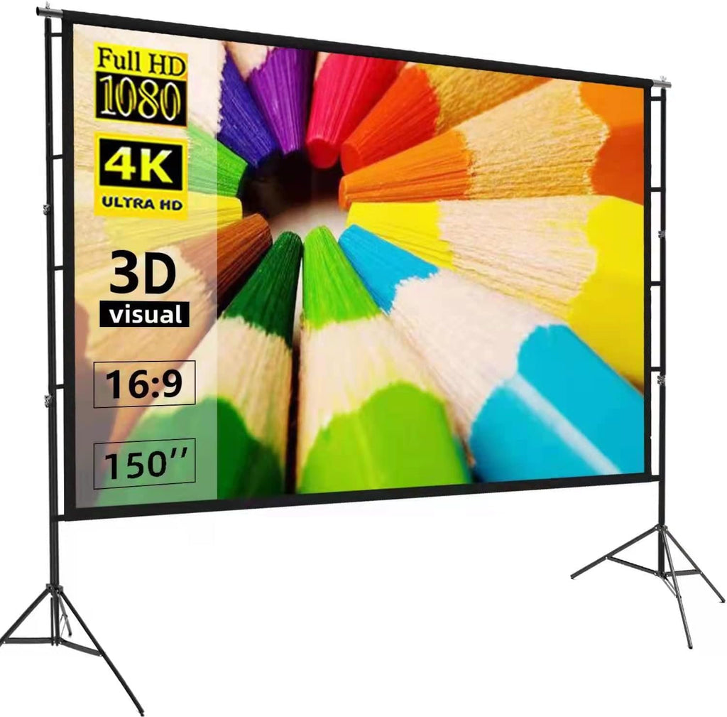 150 inch Portable 16:9 4K HD Projector Screen and Stand with Carry Bag V953