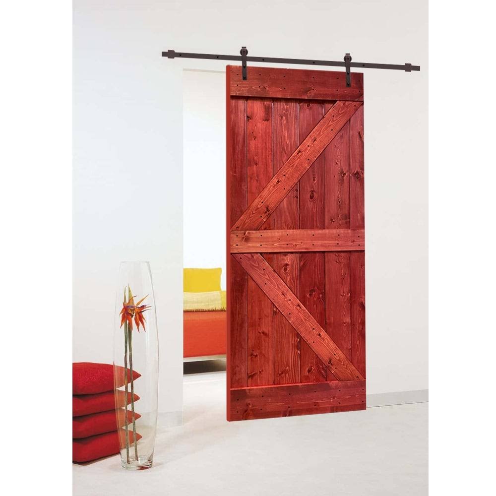 Charcoal Black Stained Wood Interior Sliding Barn Door with Hardware Kit M72876