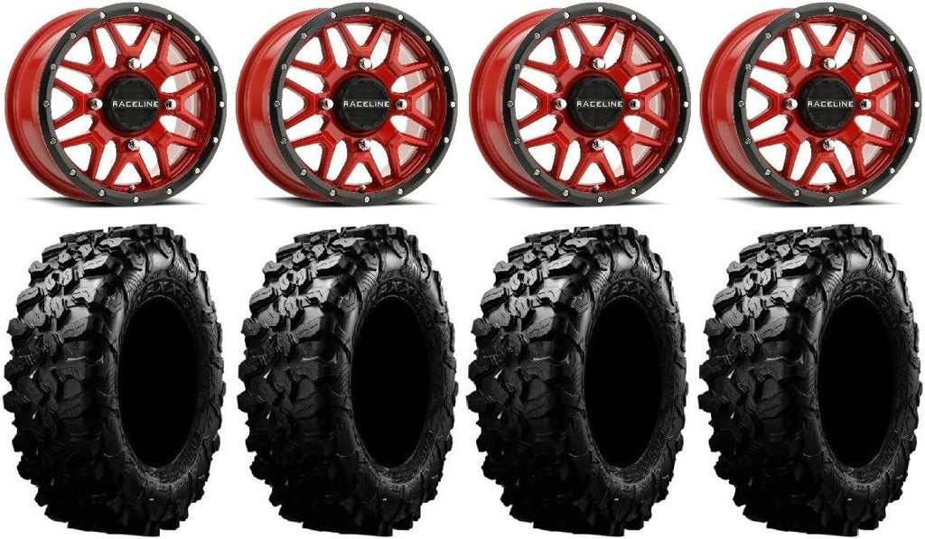 14 Wheels Red 32 Tires 4x156 Bolt Pattern 12mmx1.25 Lug Kit J3033