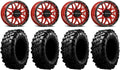 14 Wheels Red 32 Tires 4x156 Bolt Pattern 12mmx1.25 Lug Kit J3033
