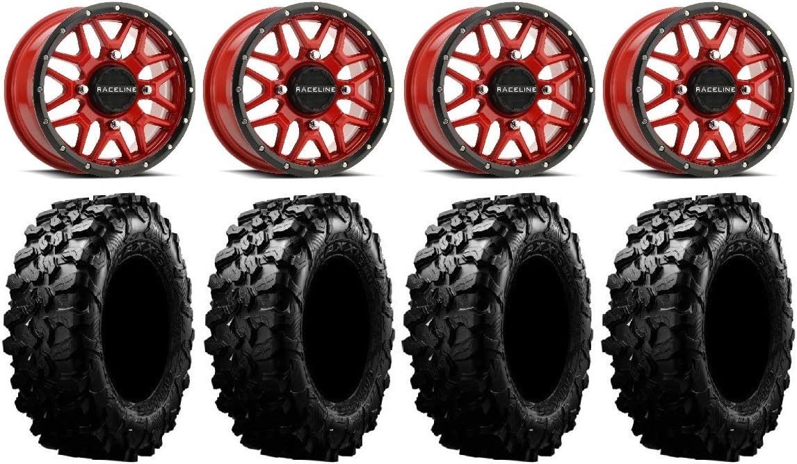 14 Wheels Red 32 Tires 4x156 Bolt Pattern 12mmx1.25 Lug Kit J3033