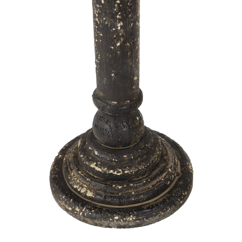 Large Black Carved Wood Candle Holders Set of 2 O99777