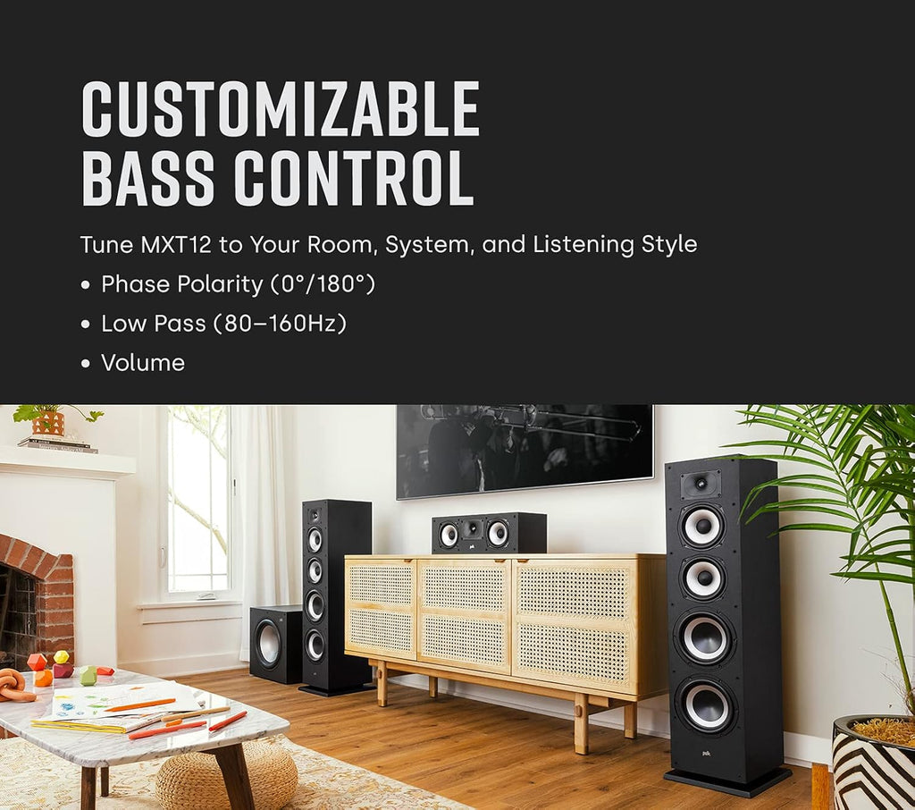 Powered Sub with 12 Dynamic Balanced Woofer & 100W Amplifier, Midnight Black O703