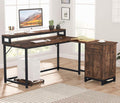L Shaped Computer Desk with Drawer and Storage Cabinet F942