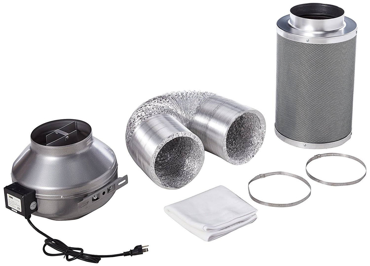 8 inch 750 CFM Inline Fan Carbon Filter Ducting Combo P53813