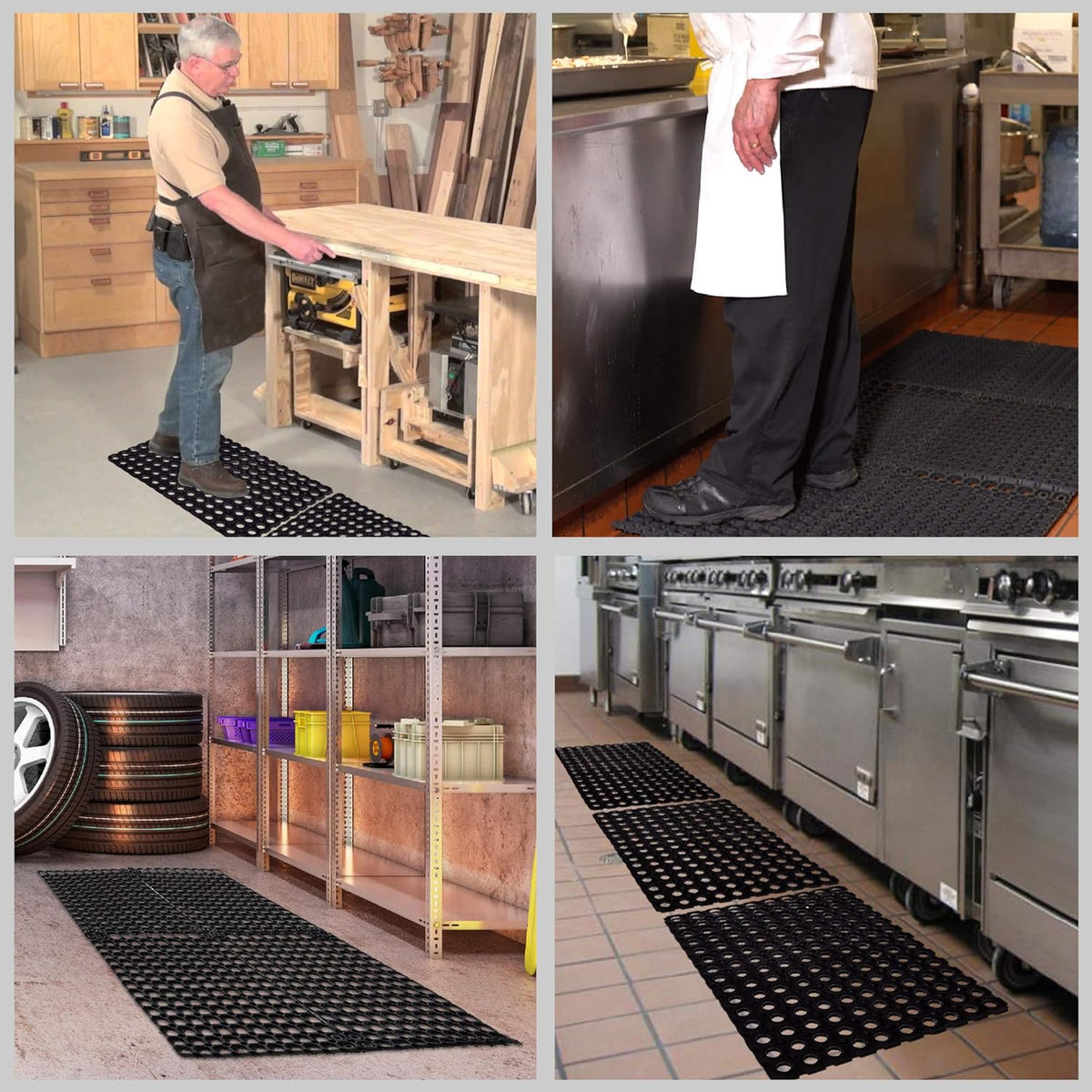 Interlocking Rubber Drainage Floor Mat 24 x 16 inches 12 Mats M3491