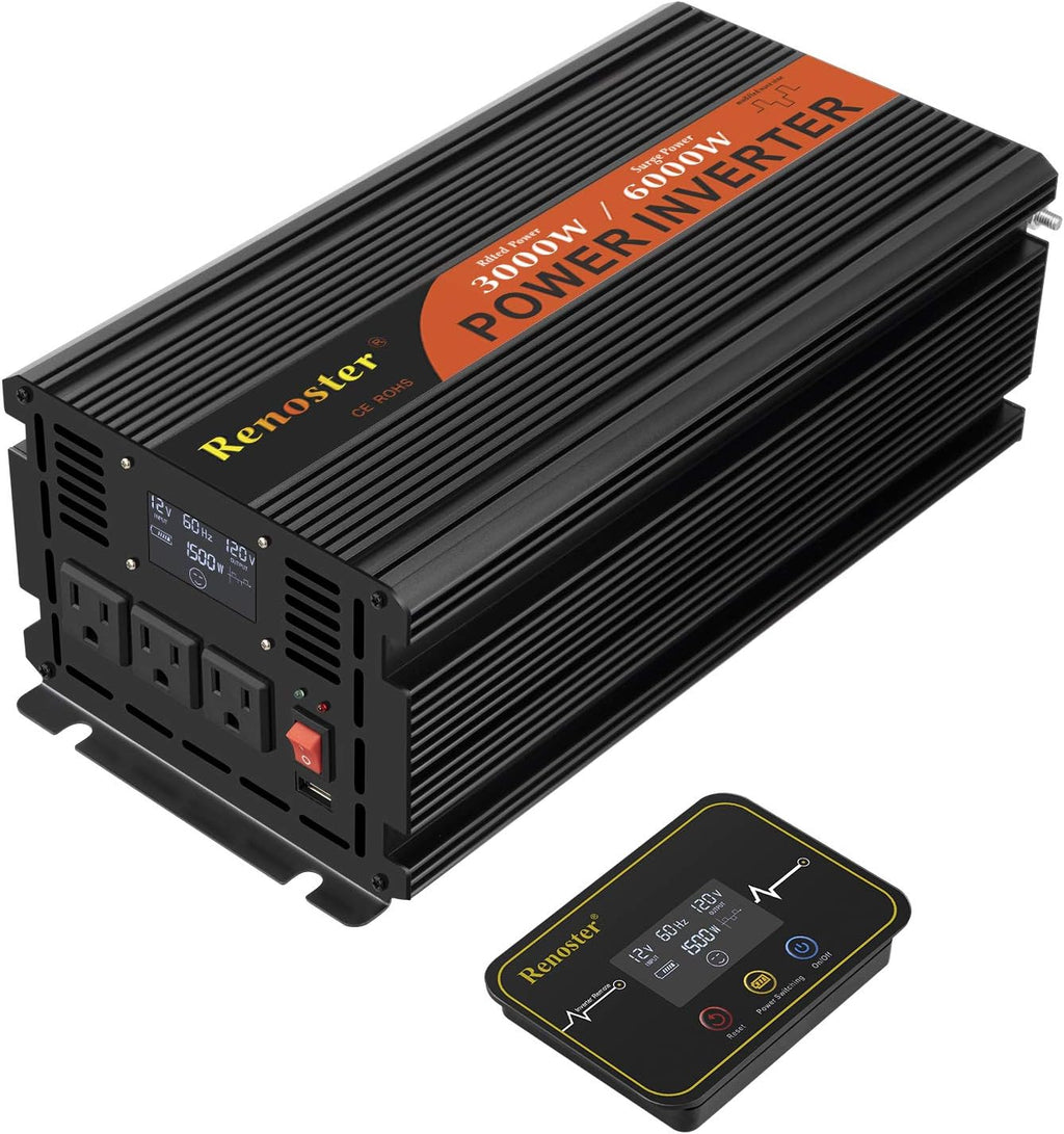 12V to 120V Modified Sine Wave Power Inverter with LCD Display 3000W C545481