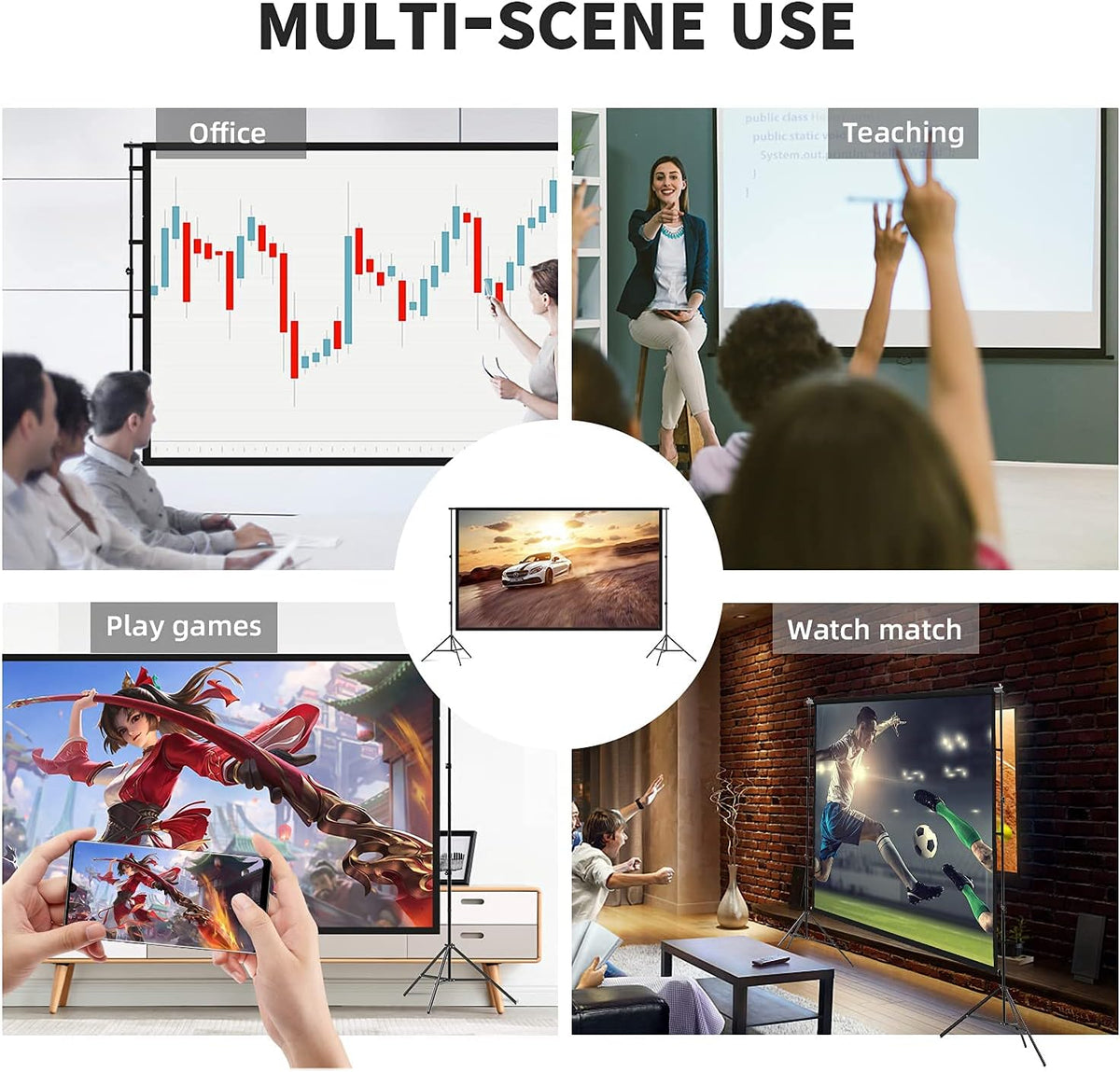 150 inch Portable 16:9 4K HD Projector Screen and Stand with Carry Bag V953