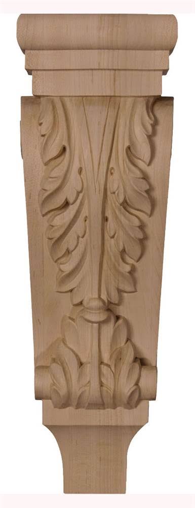 5 1/8 inchw x 3 3/8 inchd x 15 1/2 inchh Medium Acanthus Wood Corbel, Walnut S73589
