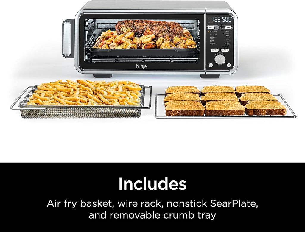 13-in-1 Air Fry Countertop Oven with Air Fry Basket, SearPlate, Wire Rack & Crumb Tray, Silver O57814