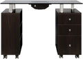 Glass Top Manicure Table with Draft Vent White H35039