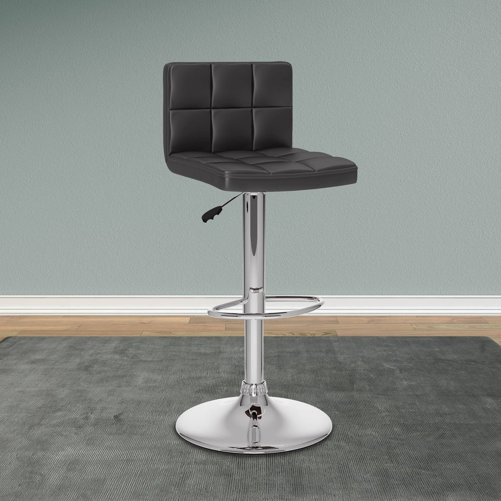 Adjustable Leatherette Bar Stool Set of 2 Red Q8061