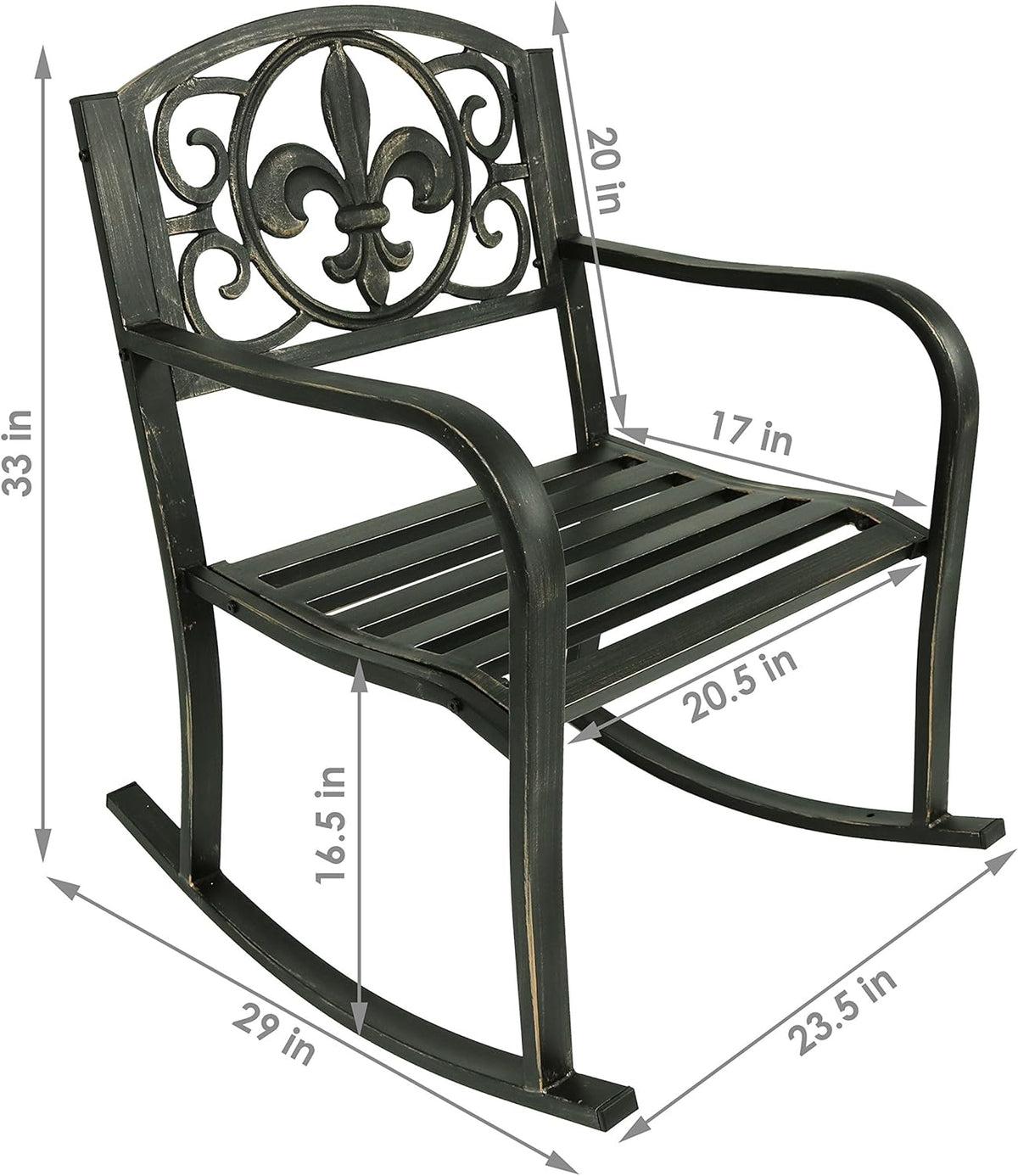 Cast Iron and Steel Outdoor Rocking Chair W601478