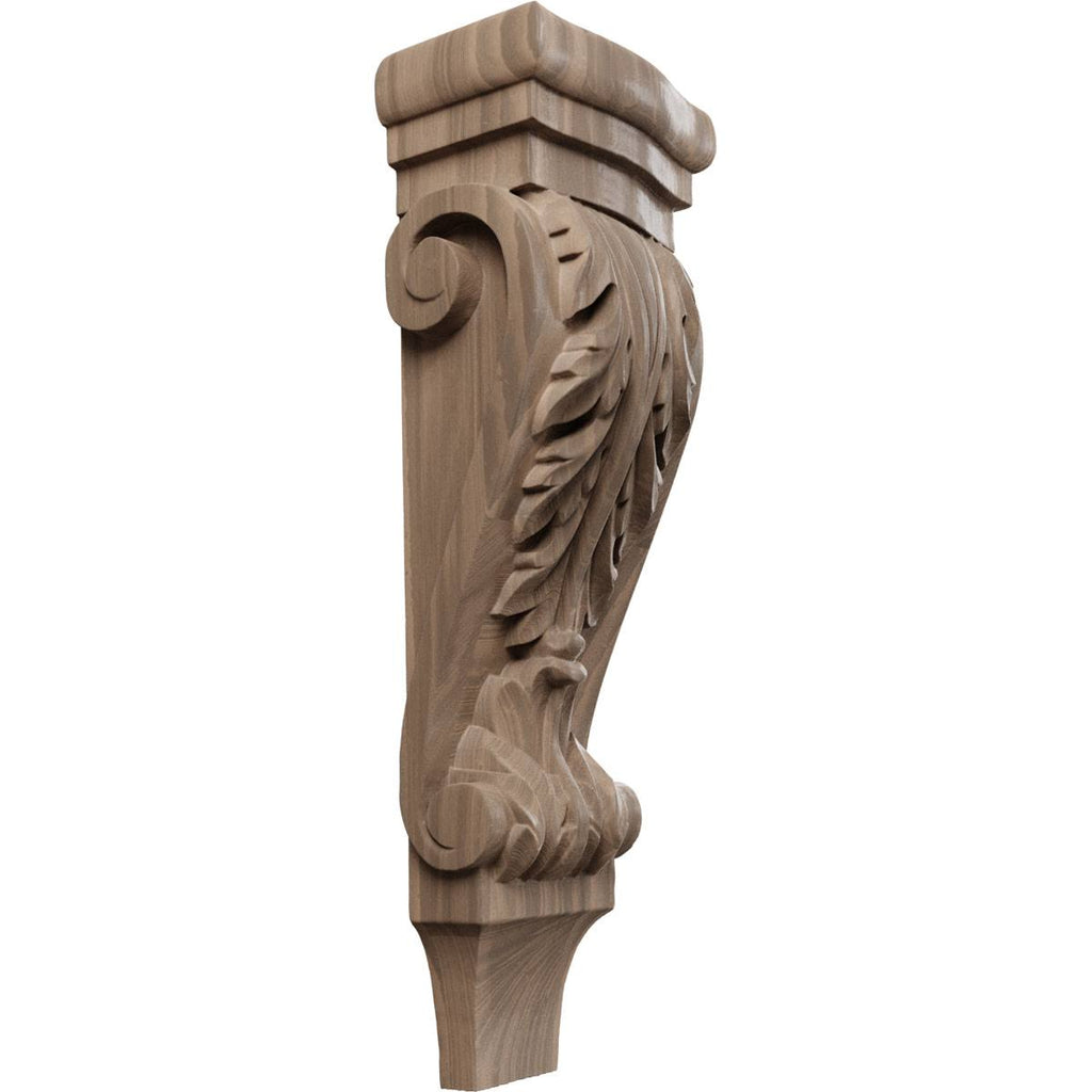 5 1/8 inchw x 3 3/8 inchd x 15 1/2 inchh Medium Acanthus Wood Corbel, Walnut S73589