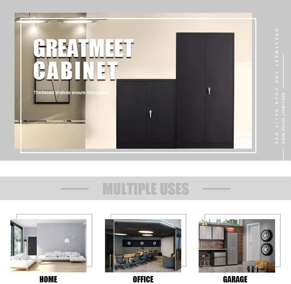 Metal Storage Cabinet with 2 Doors and 5 Shelves W217