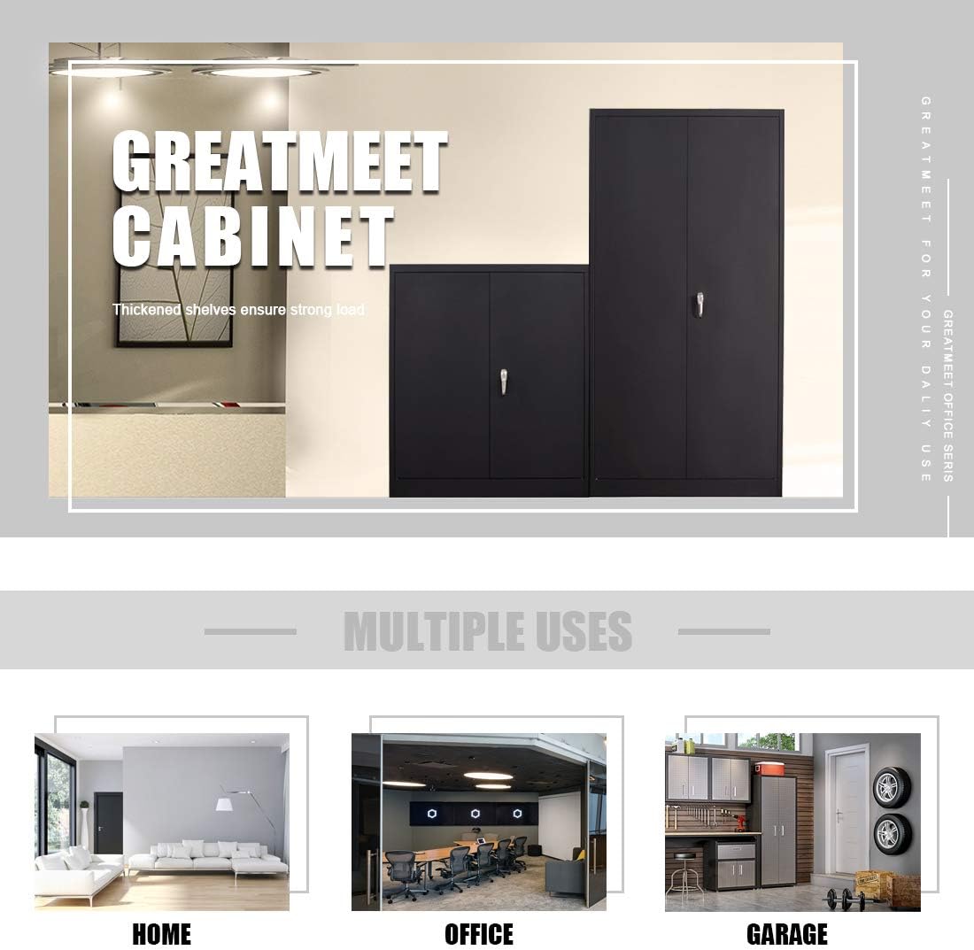Metal Storage Cabinet with 2 Doors and 5 Shelves W217