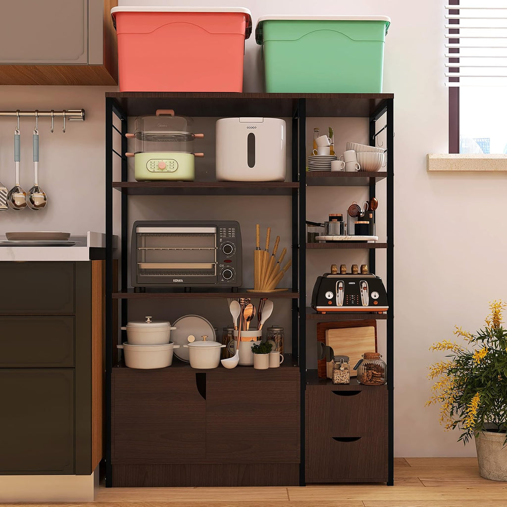 5-Tier Kitchen Baker's Rack with Hutch and Storage Cabinet Q15130