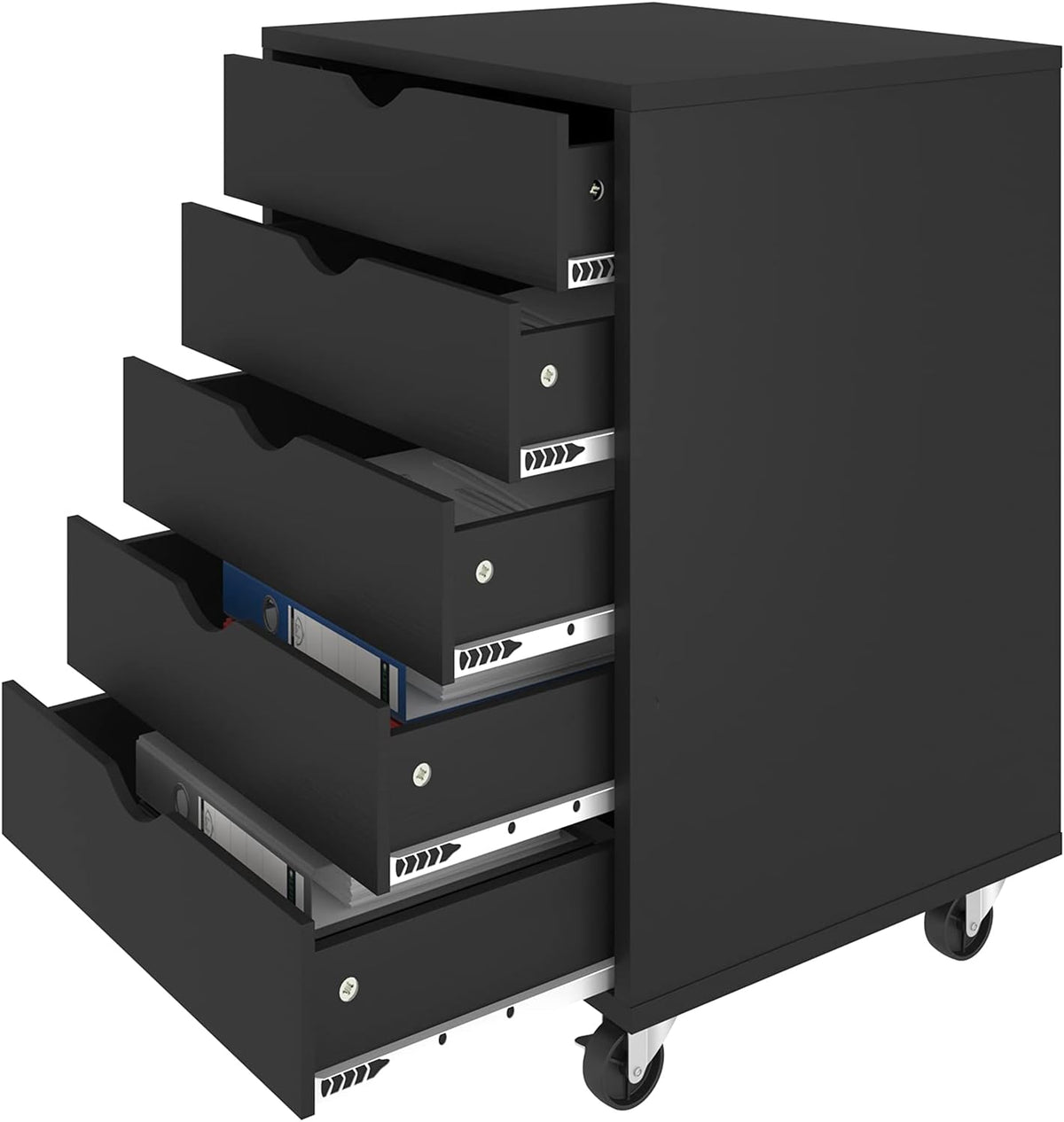 White 5 Drawer Mobile File Cabinet S53596