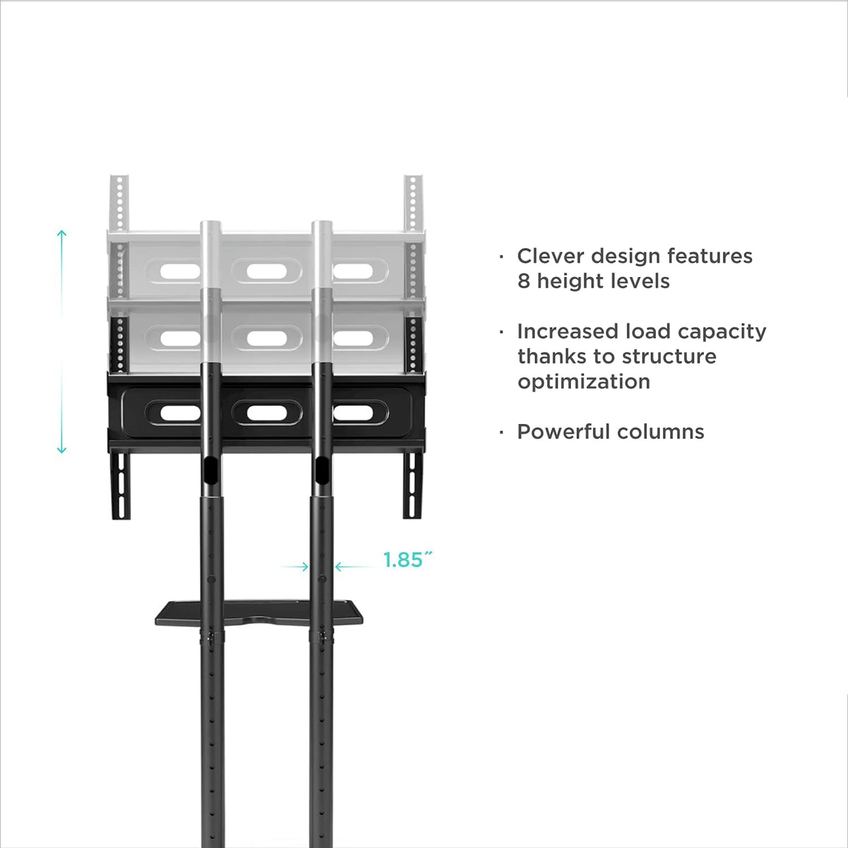Mobile TV Stand for 40 to 65 Inch TV with Wheels Shelves P990
